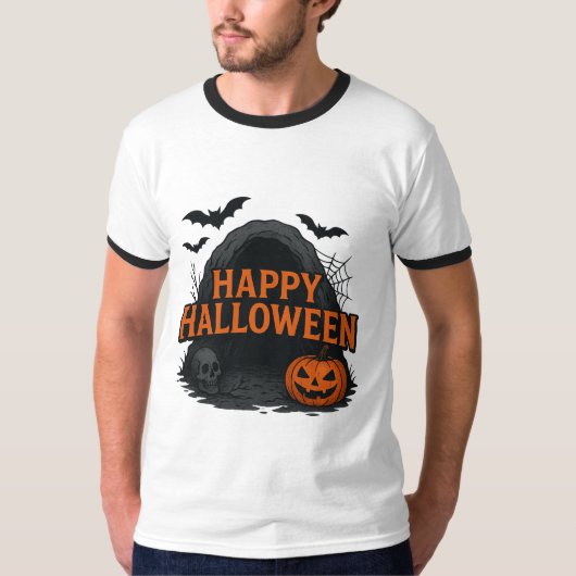 Spooky Cave Halloween Greeting T-Shirt (Voorkant)