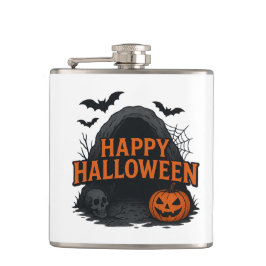 Spooky Cave Halloween GreetingVinyl Wrapped Flask Heupfles