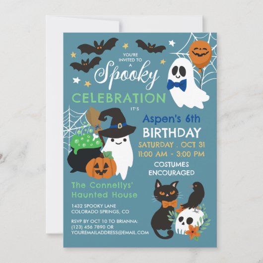 Spooky Celebration Boy Halloween Verjaardag Kaart (Voorkant)