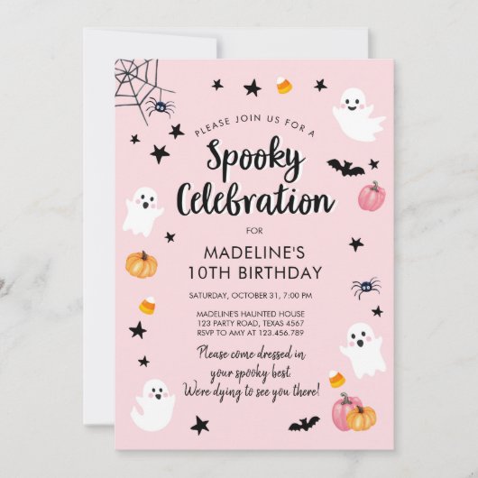 Spooky Celebration Ghost Halloween Birthday Party Kaart (Voorkant)