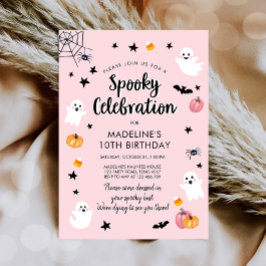 Spooky Celebration Ghost Halloween Birthday Party Kaart
