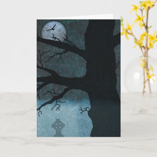Spooky Cemetery card Kaart (Gele Bloem)