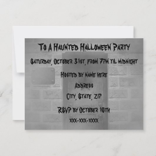 Spooky Cemetery Crypt Halloween uitnodigingen (Achterkant)