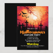 Spooky Cemetery Moon Bats Halloween Kostuum Party Kaart (Voorkant / Achterkant)