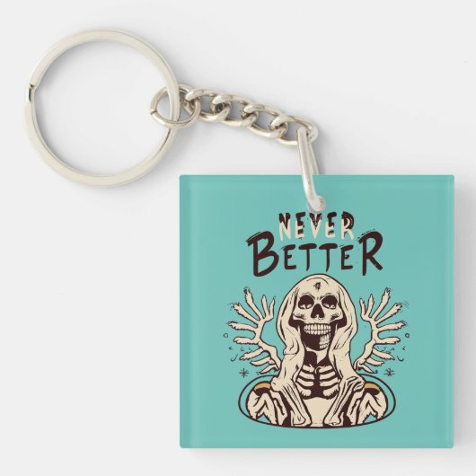 Spooky Charm met Never Better Halloween Skelet Sleutelhanger (voorkant)