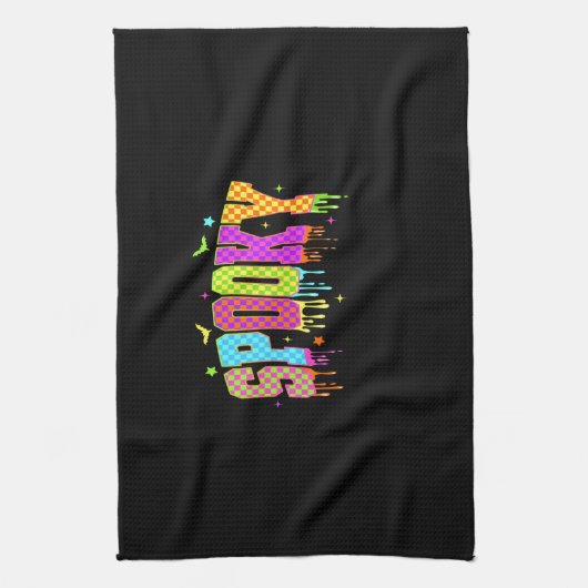 Spooky Checkered Halloween Theedoek (Verticaal)