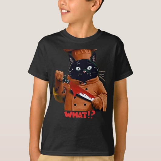 Spooky Chef Cat "Wat!?" Halloween Kinderen T-shirt (Voorkant)