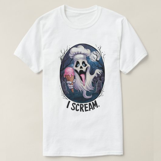Spooky Chef Ghost Ice Cream Halloween Funny Mannen T-shirt (Design voorkant)