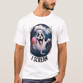 Spooky Chef Ghost Ice Cream Halloween Funny Mannen T-shirt