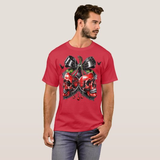 Spooky Cherry Halloween Bow T-shirt (Voorkant volledig)