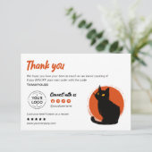 Spooky & Chic Black Cat Halloween bedankkaart (Staand voorkant)