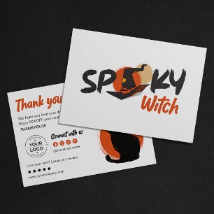 Spooky & Chic Black Cat Halloween bedankkaart