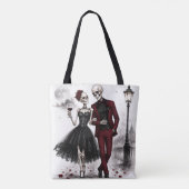 Spooky Chic Cocktail Night | Elegante Skelet Koppe Tote Bag (Achterkant)