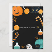 Spooky Chic: Elegante Halloween-feestuitnodiging Feestdagenkaart (Achterkant)