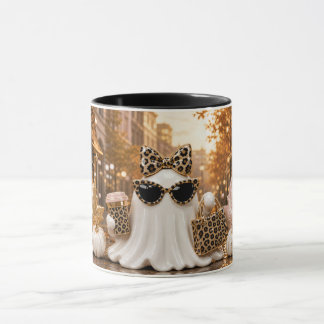 Spooky Chic Ghost Mok, Luipaardprint Halloween  Mok