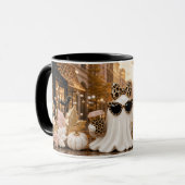 Spooky Chic Ghost Mok, Luipaardprint Halloween Mok (Voorkant links)