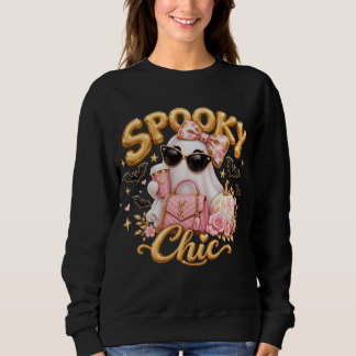 Spooky Chic Ghost-trui, Roze Halloween Crewneck Trui