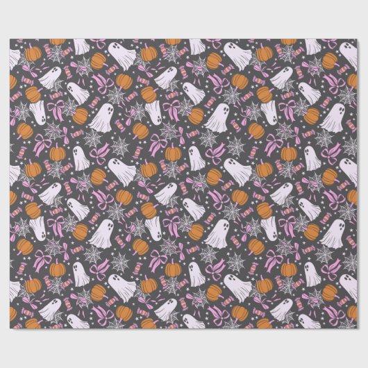 Spooky Chic Ghosts Coquette Pink Bows Halloween Cadeaupapier (Vlak)