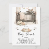 Spooky Chic Gothic Bat & Pumpkins Baby Shower Kaart (Voorkant)