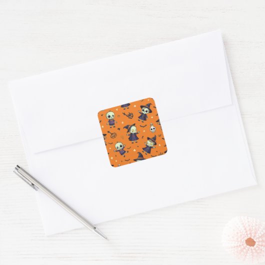 Spooky Chic Halloween kussen - angstaanjagend fees Vierkante Sticker (Envelop)