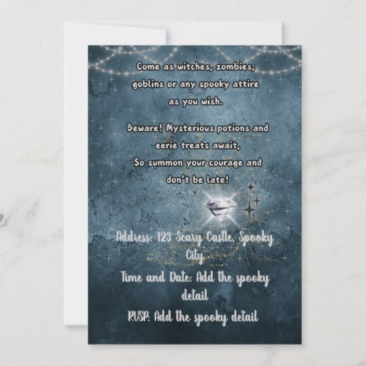 Spooky Chic Halloween Party Uitnodiging (Achterkant)