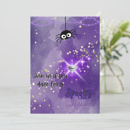 Spooky Chic Halloween Party Uitnodiging (Staand voorkant)