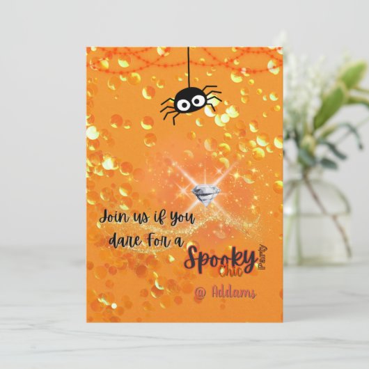 Spooky Chic Halloween Party Uitnodiging (Staand voorkant)