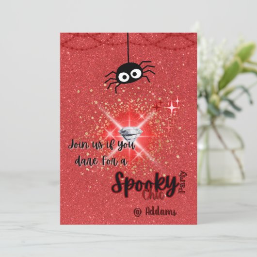 Spooky Chic Halloween Party Uitnodiging (Staand voorkant)