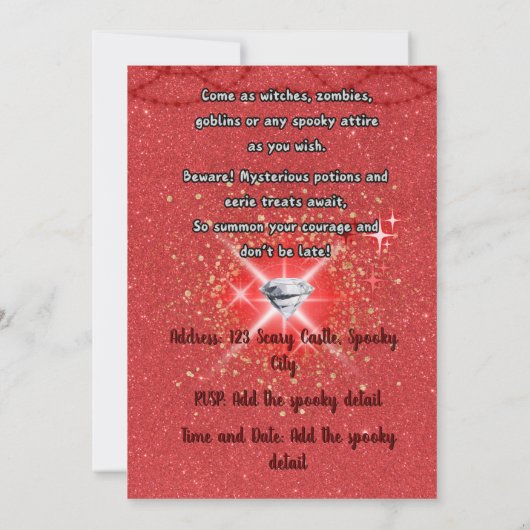 Spooky Chic Halloween Party Uitnodiging (Achterkant)