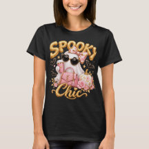 Spooky Chic Roze Geest Halloween Retro Dames T-shi