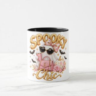 Spooky Chic Roze Geest Halloween Retro Koffiemok Mok