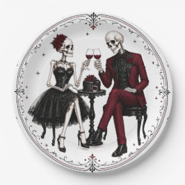 Spooky Chic Skelet Koppel Halloween Cocktail T S Papieren Bordje