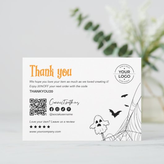Spooky & Chic Spiderweb Halloween Bedankt (Staand voorkant)