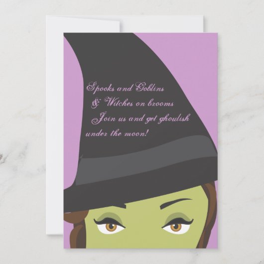 Spooky Chic Witch Halloween Party Invitation Kaart (Voorkant)