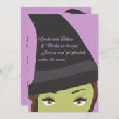 Spooky Chic Witch Halloween Party Invitation Kaart (Voorkant / Achterkant)