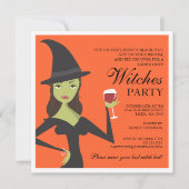 Spooky Chic Witch Party Halloween Invitation Kaart (Voorkant)