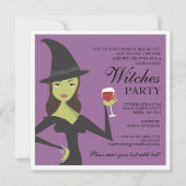 Spooky Chic Witch Party Halloween Invitation Kaart (Voorkant)