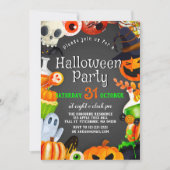Spooky Chic Wyed Witch Halloween Pumpkin Party Kaart (Voorkant)