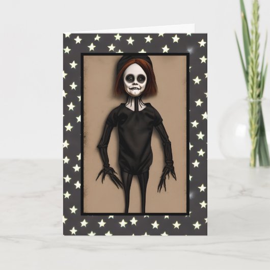Spooky Child Doll Creature Halloween Kaart (Voorkant)