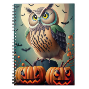 Spooky Chique Uil en Pompoen Halloween Notitieboek