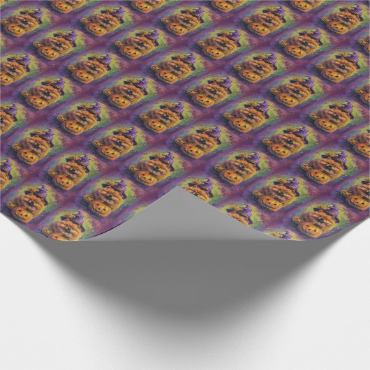 Spooky Chow Chow Dog Halloween Heks en Pompoen Cadeaupapier (Hoek)