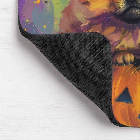 Spooky Chow Chow Dog Halloween Heks en Pompoen Muismat (Hoek)