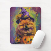 Spooky Chow Chow Dog Halloween Heks en Pompoen Muismat (Met muis)