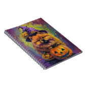 Spooky Chow Chow Dog Halloween Heks en Pompoen Notitieboek (Rechterzijde)