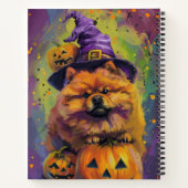 Spooky Chow Chow Dog Halloween Heks en Pompoen Notitieboek (Achterkant)