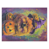 Spooky Chow Chow Dog Halloween Heks en Pompoen Tafelkleed (Voorkant (Horizontaal))
