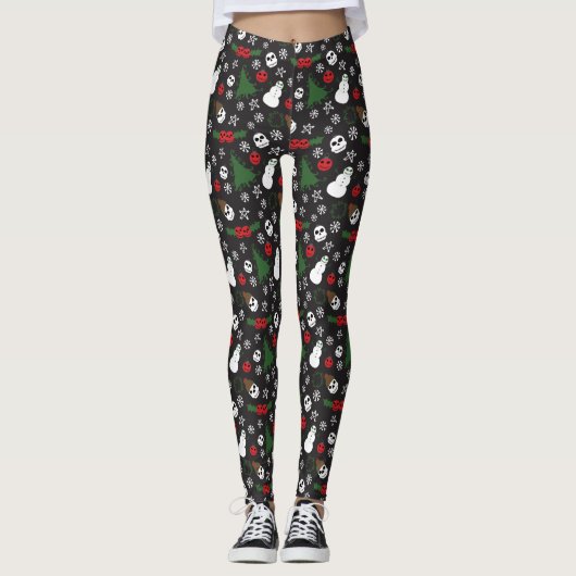 Spooky Christmas griezelig Gothic thema vakantie Leggings (Voorkant)