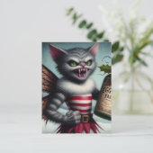 Spooky Christmas Horror Kat Fairy met Eggnog Briefkaart (Staand voorkant)