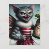 Spooky Christmas Horror Kat Fairy met Eggnog Briefkaart (Voorkant)