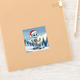 Spooky Christmas Skeleton on Skis Sticker